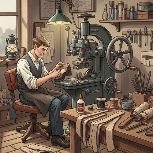 Old-Fashioned Cobbler's Workshop: Engineering Footwear Lasting Machine