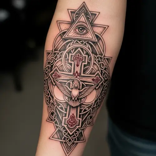 Orthodox Cross Tattoo with Trinity Symbolism | Spiritual Design