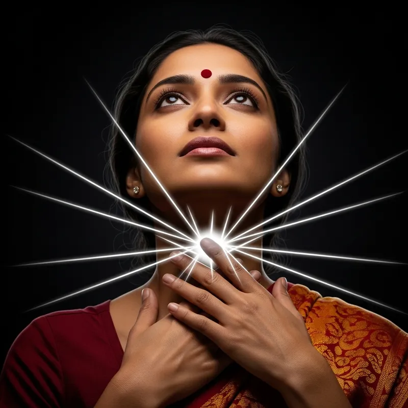 Healing Light Radiating from Woman's Throat