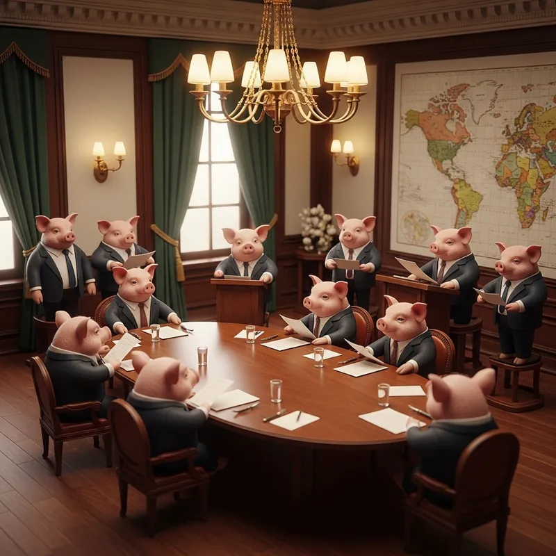 Miniature Pig Government Meeting - Unique Scene