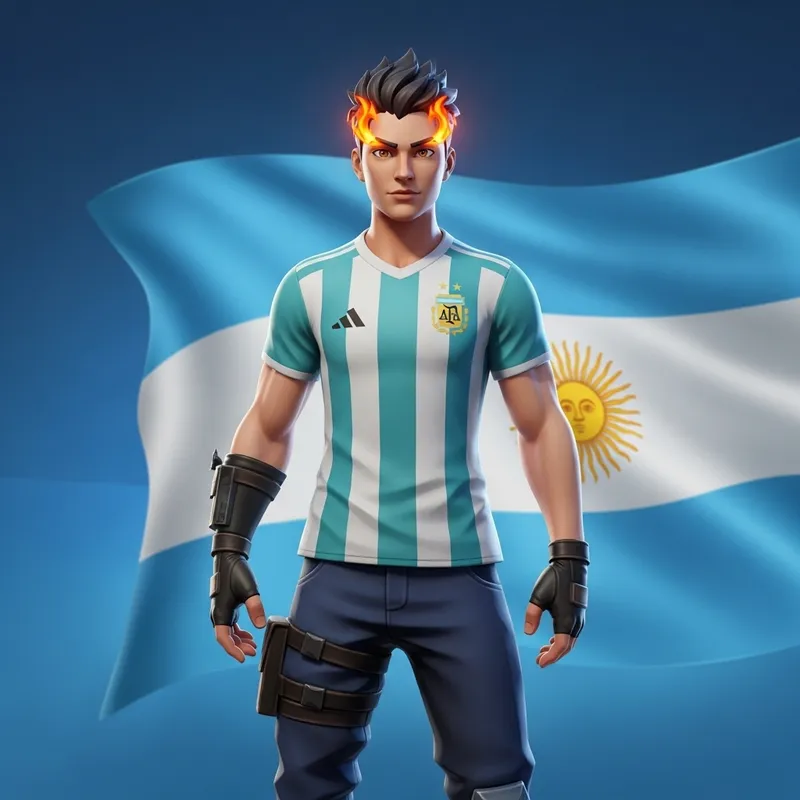 Animated Free Fire Character in Argentina Tee - Battle Royale Game Animated Free Fire Character in Argentina Tee - Battle Royale Game