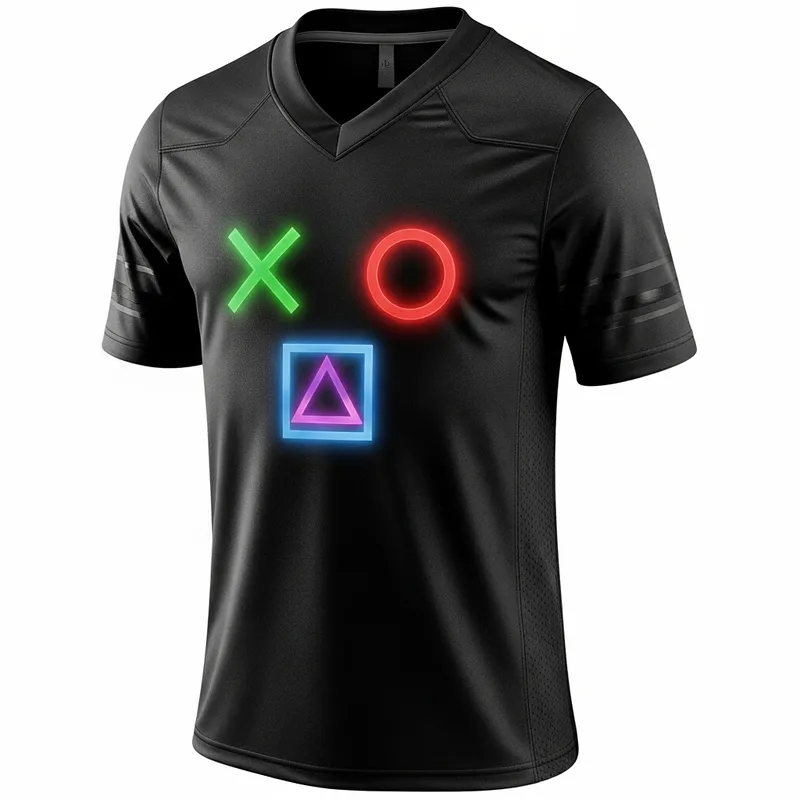 Neon PlayStation Button Black Football Jersey