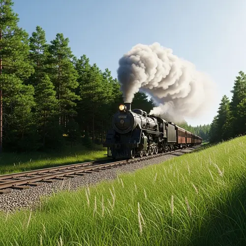 Old-Fashioned Steam Train Journey Through Forest | Vintage Locomotive