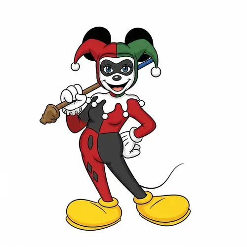 Harley Quinn Inspired Mickey Mouse Character Art