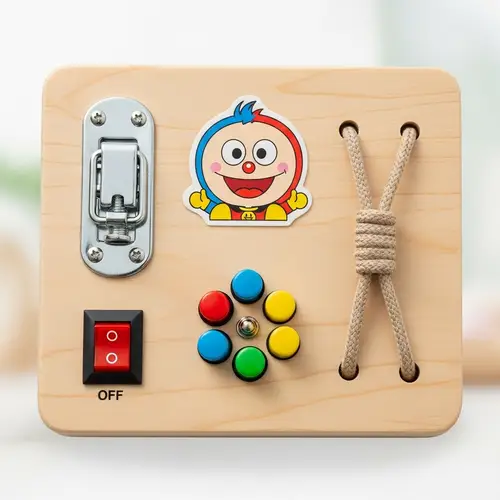 Interactive Wooden Educational Busy Board Toy for Kids