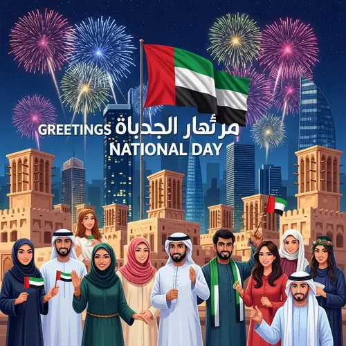 UAE National Day Celebrations - Diverse Community and Fireworks Display