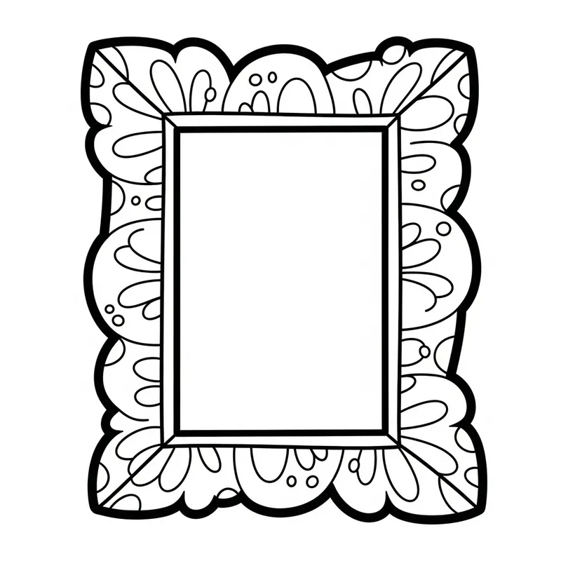 Whimsical Cartoon Picture Frame Coloring Page