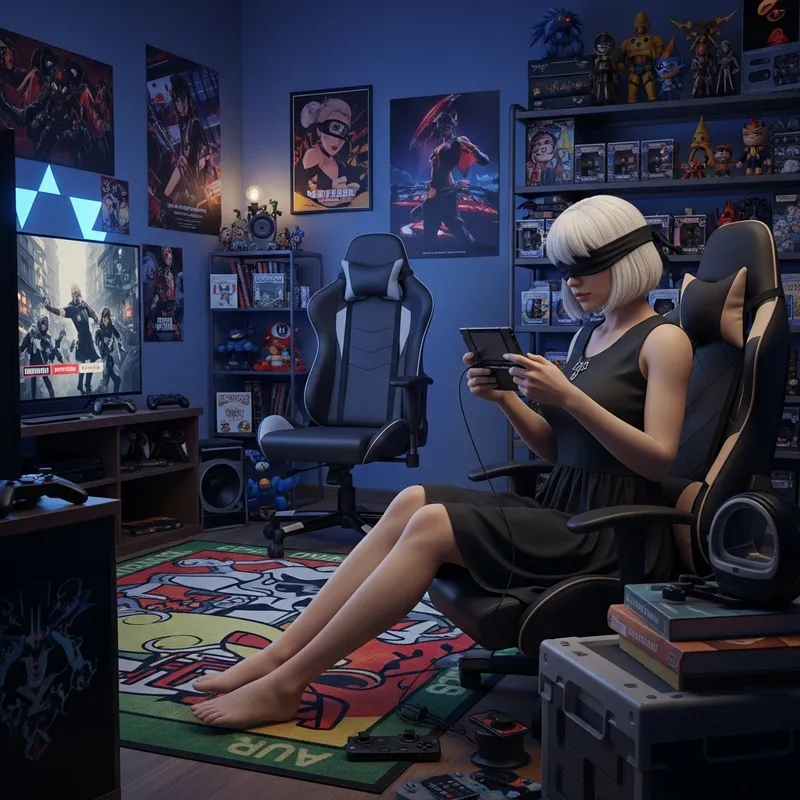 2B Immersed in Gaming on 3DS | Cozy Gaming Room Setup