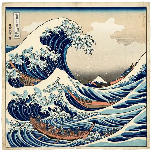 Ukiyo-e Wave Art Inspired by Hokusai