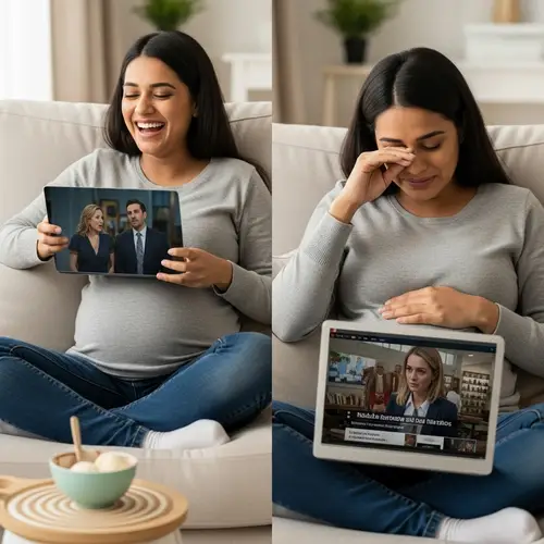 South Asian Pregnant Woman Experiences Emotion Swings in Living Room