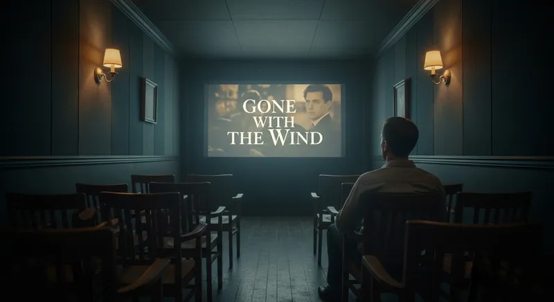 Intimate 1920s Movie Theatre with Vintage Wood Chairs | Classic Cinema Nostalgia