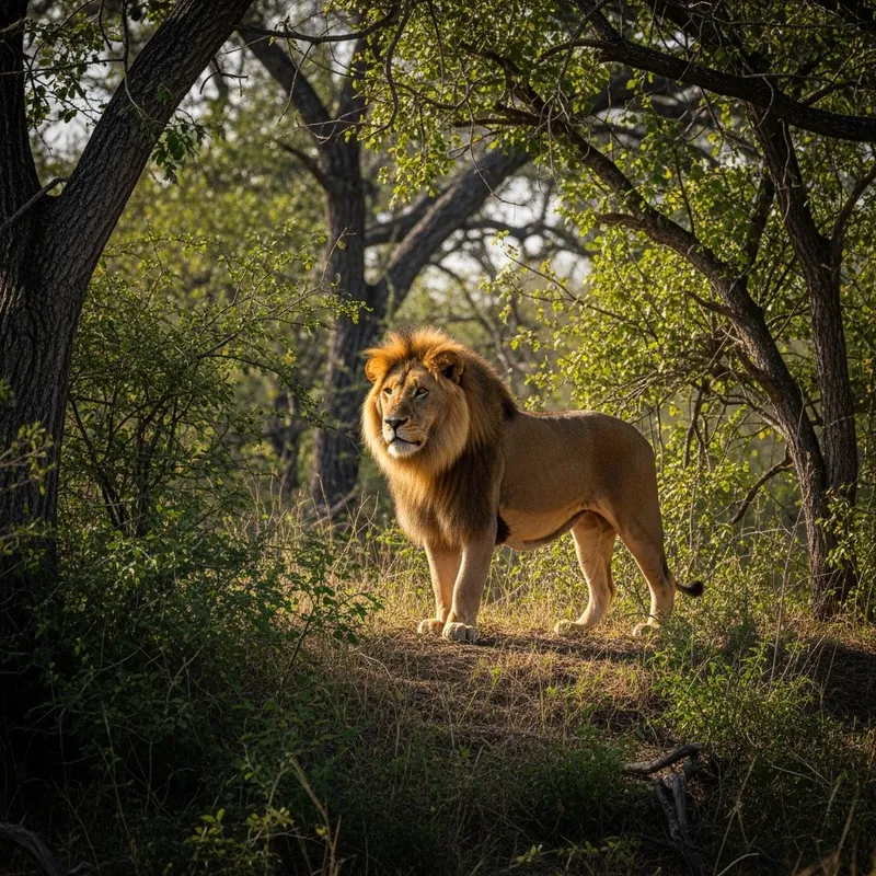 Majestic Lion in Forest