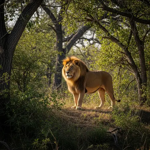 Majestic Lion King of the Jungle in Forest