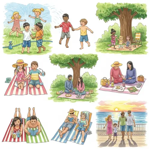 Vibrant Summer Activities in Watercolor Art