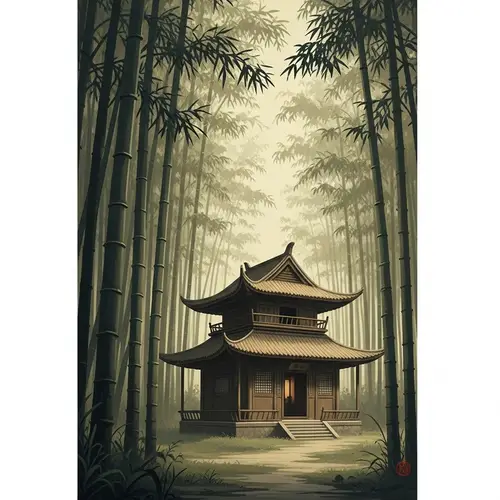 Tranquil Bamboo Forest & Traditional Hut in Ancient China