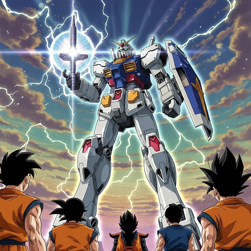 Gundam in Dragon Ball Style | Futuristic Anime Robot Art