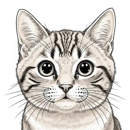 Adorable Domestic Cat with Wide Curious Eyes