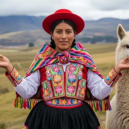Captivating South American Woman in Traditional Andean Clothing