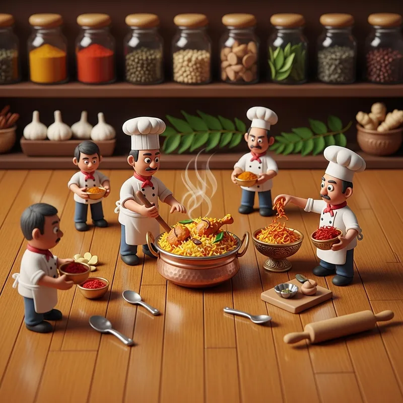 Tiny Chefs Cooking Chicken Biryani in Claymation Style