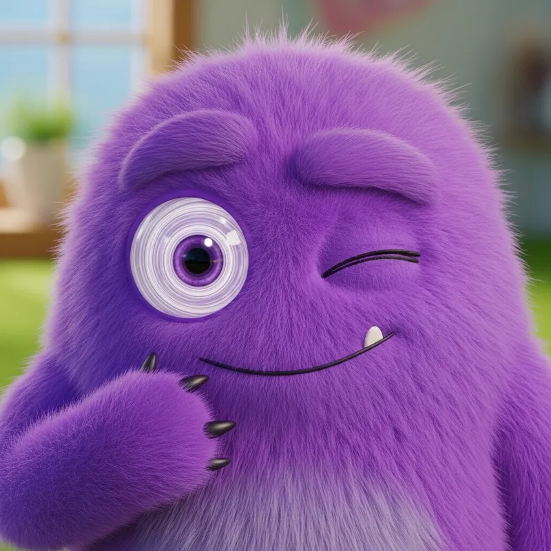Cute Purple Monster Winking | Playful Character Design