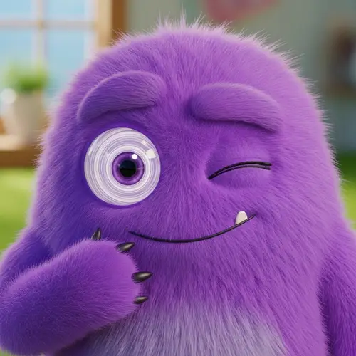 Cute Purple Monster | Playful Winking Eyes