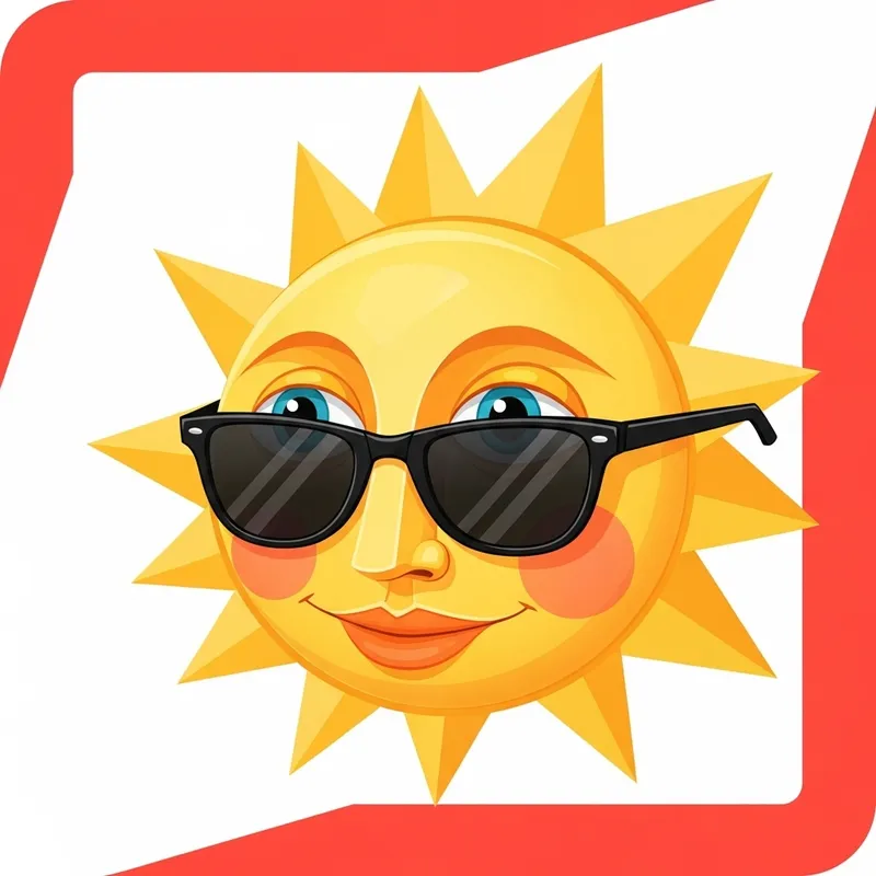 Modern Geometric Sunglasses Icon | Creative Smiling Sun Modern Geometric Sunglasses Icon | Creative Smiling Sun