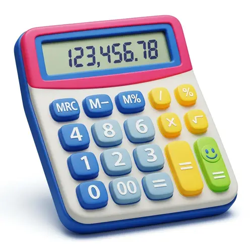 3D Electronic Accounting Calculator with Pop-Art Aesthetic