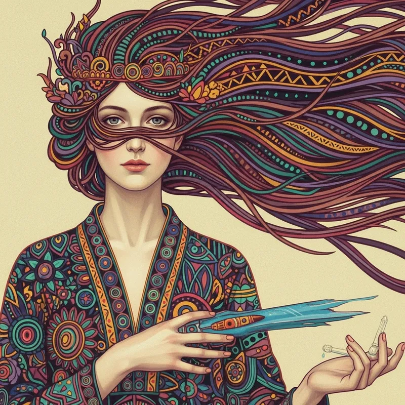 Enigmatic Woman with Flowing Hair | Fantasy Art Movement