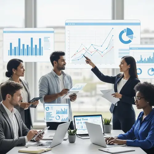 Digital Analytics Team Analyzing Data Trends with Diverse Group