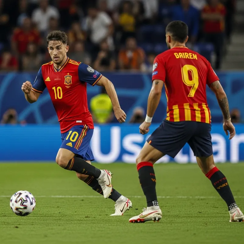 Intense La Liga Rivalry: Real Madrid #10 vs Barcelona #9 Sprinting