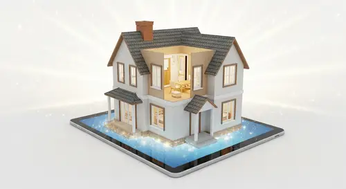 3D House Emerging from Tablet | Virtual Reality Tour