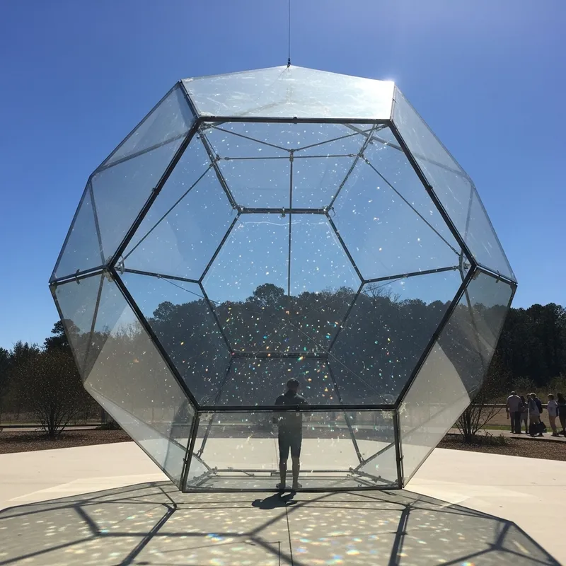 Large Clear Glass Dodecahedron | Stunning Cartoon Suspension