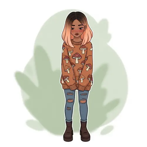 Digital Art of a Shy South Asian Girl