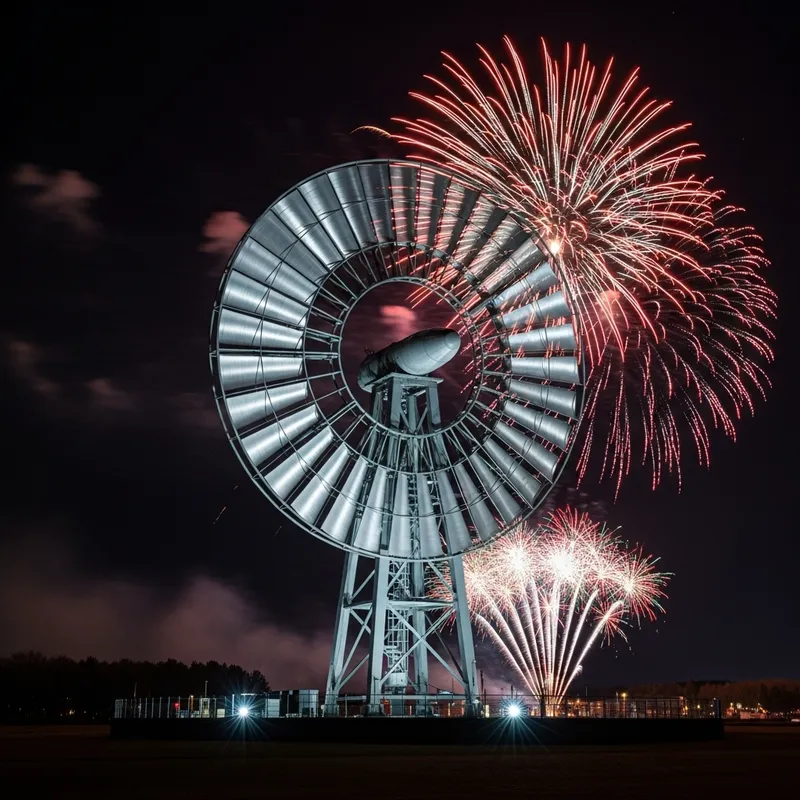 New Year Turbine Lights Up Sky