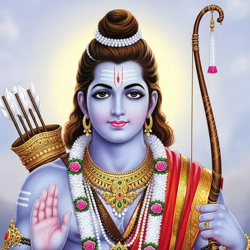 Sri Rama: Divine Hindu Deity with Blue Skin and Bow