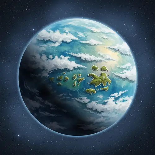 Watercolor Depiction of a Lonely Planet in Space