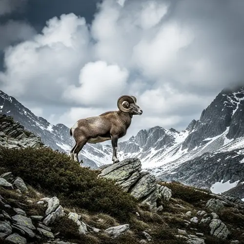 Majestic Ram in Rugged Landscape | Wildlife Photography