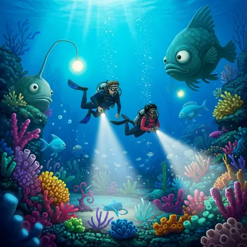 Surreal Underwater Exploration: Alice in Wonderland Surrealism