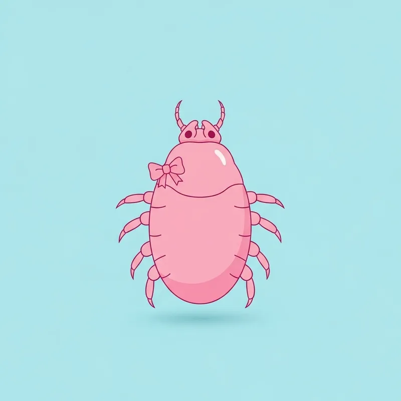 Charming Pink Head Louse with Bow - Minimalistic Art Charming Pink Head Louse with Bow - Minimalistic Art