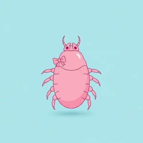 Charming Pink Head Louse with Bow - Minimalistic Art