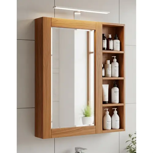 Wooden Bathroom Cabinet with Mirror | Wall-Mounted Vanity
