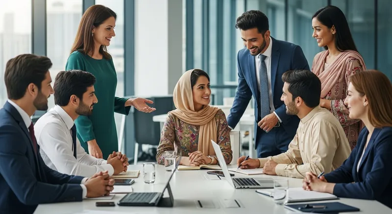 Modern Negotiation with Pakistani Attire | Unity & Cooperation