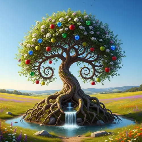 Unique Apple Tree in Full Bloom: Nature's Marvel