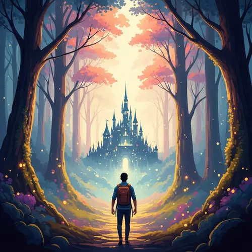 Mystical Forest with Enchanted Castle - Fantasy Art