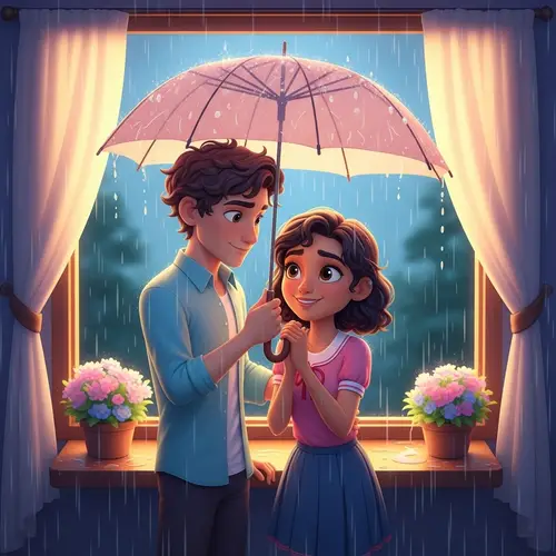 Enchanting 4K Romantic 3D Scene With Androgynous Figure and Young Hispanic Woman