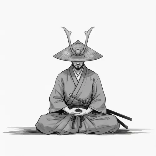 Meditating Samurai: Minimalistic Digital Painting Inspired by Zen Aesthetics