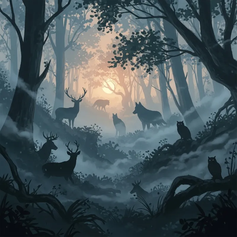 Enigmatic Foggy Forest: Atmospheric, Mysterious Settings