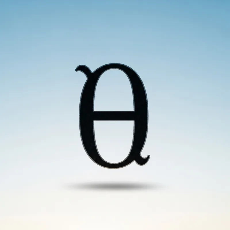 Bold Theta Greek Letter on Light Blue Background | Teta