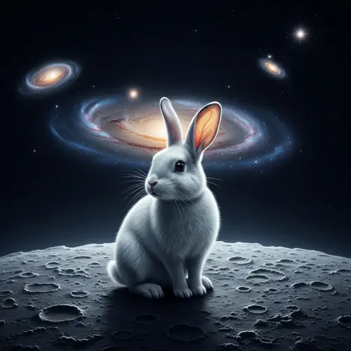 Rabbit on the Moon: Serene Night Sky Imagery