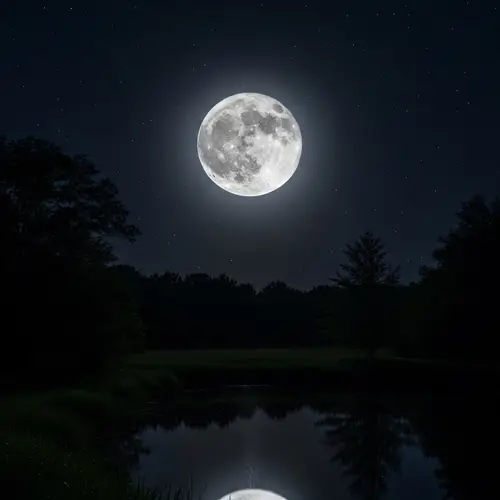 Enchanting Night Scene: Full Moon Illuminating Sky
